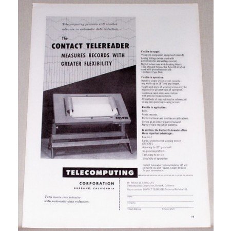 1953 Contact Telereader Data Reduction Print Ad