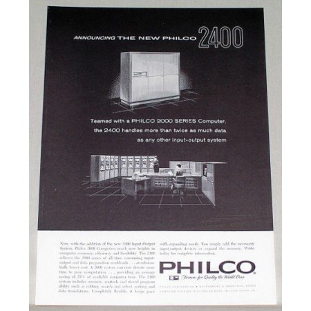 1961 Philco 2400 Series Computer Print Ad