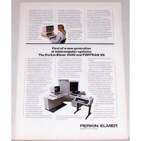 1979 Perkin Elmer 3220 Mini Computer System Print Ad