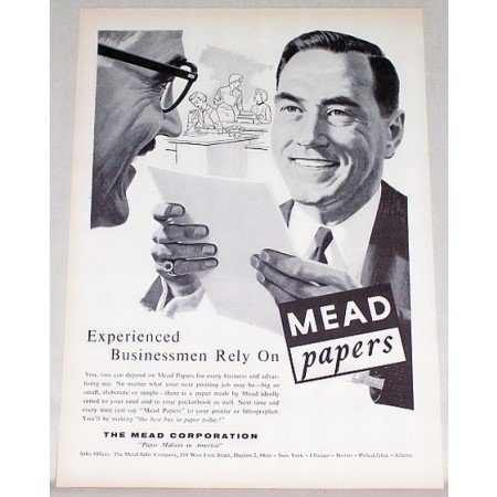 1955 Mead Printing Papers Print Ad