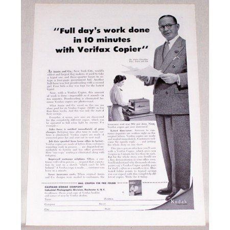 1955 Kodak Verifax Copier Print Ad - Full Day's Work