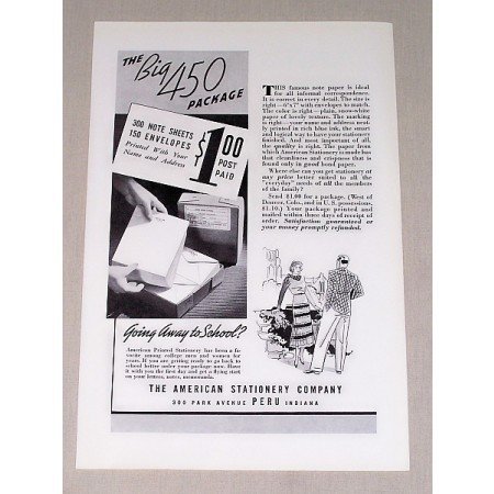 1946 American Stationery Co. Sheets Envelopes Print Ad