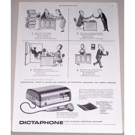 1955 Dictaphone Time Master Dictating Machine Print Ad