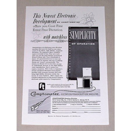 1955 Comptometer Dictation Transcription Machine Print Ad