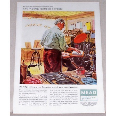 1957 Mead Papers Color Printers Art Print Ad - Know Your Printer