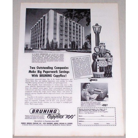 1955 Bruning Copyflex 100 Copier A. O. Smith Corp Building Print Ad