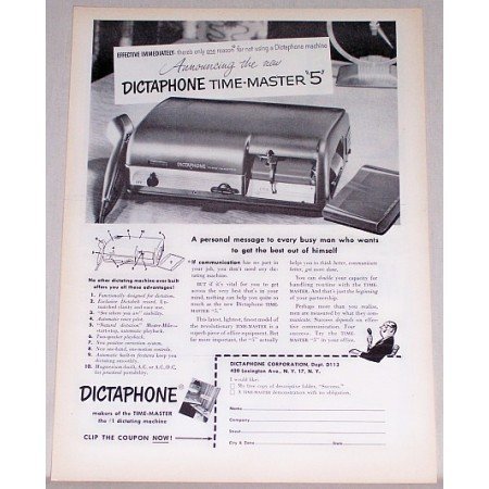 1953 Dictaphone Time Master 5 Dictating Machine Print Ad