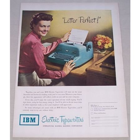 1950 IBM Electric Typewriter Color Print Ad - Letter Perfect
