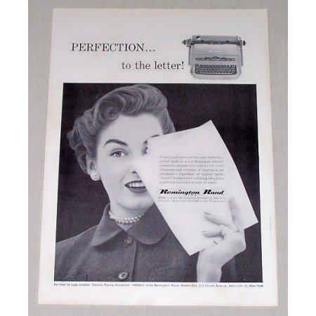 1954 Remington Rand Electric Typewriter Print Ad