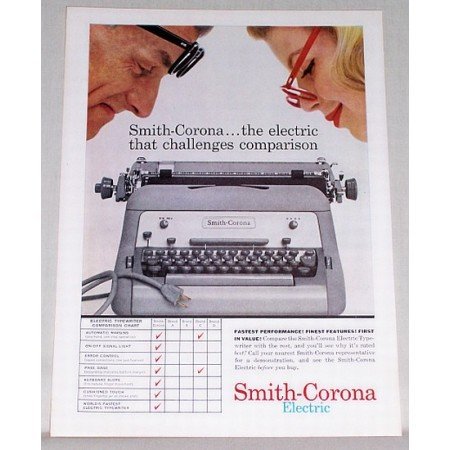 1959 Smith Corona Electric Typewriter Color Print Ad