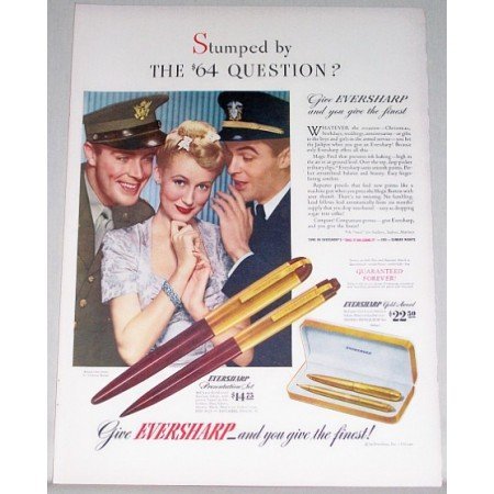 1942 Eversharp Pen Presentation Set Color Wartime Print Ad
