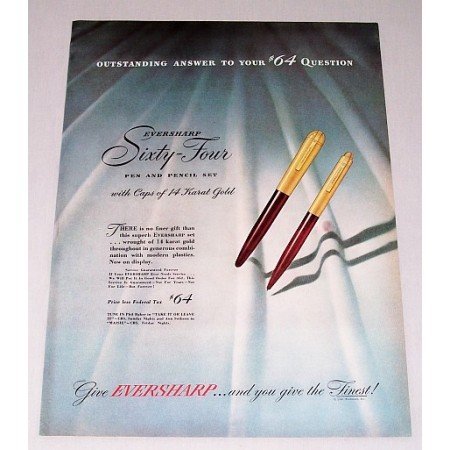 1946 Eversharp Sixty-Four 64 Pen Pencil Set Color Print Ad