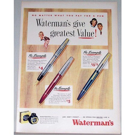 1948 Waterman's Pens Color Print Ad