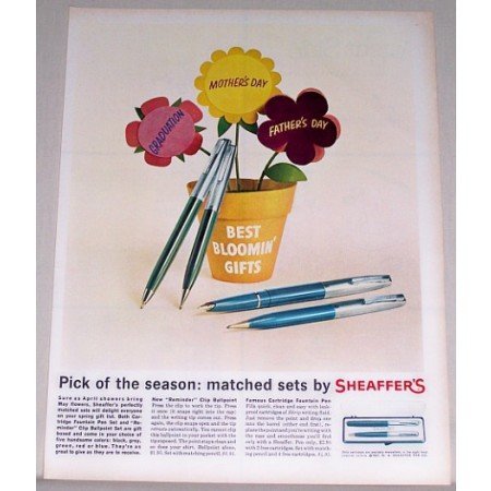 1962 Sheaffer's Fountain Pen Set Color Print Ad