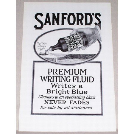 1919 Sanford's Premium Writing Fluid Print Ad