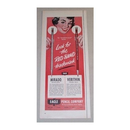 1955 Eagle Red Band Mirado Verithin Pencil Color Print Ad