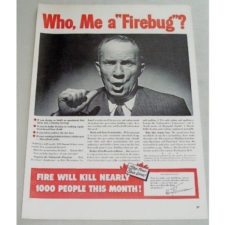 1948 Underwriters Fire Prevention Print Ad - Who Me A Fire