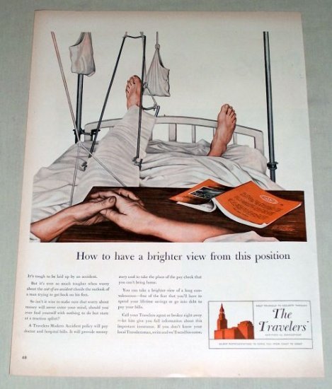 1953 Travelers Insurance Hospital Underhill Art Color Print Ad