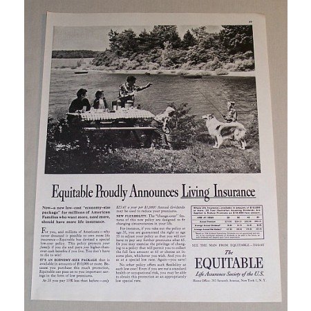1954 Equitable Life Assurance Outdoor Picnic Print Ad