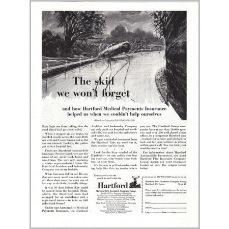 1957 Hartford Insurance Company Print Ad - The Skid We Won't Forget