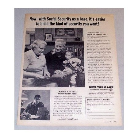 1961 New York Life Insurance Social Security Print Ad