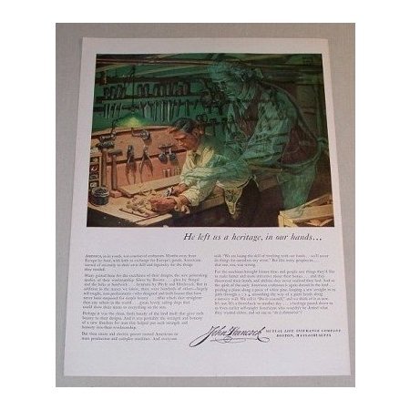 1955 John Hancock Life Insurance Workshop Art Color Print Ad