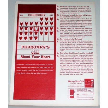 1962 Metropolitan Life Insurance Color Print Ad - Q&A About Your Heart