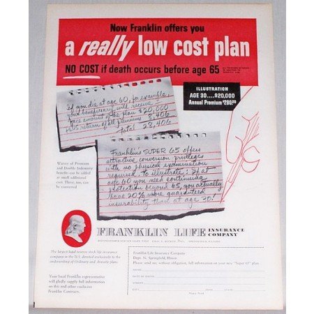 1956 Franklin Life Insurance Super 65 Plan Color Print Ad