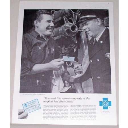 1958 Blue Cross Insurance Card Print Ad