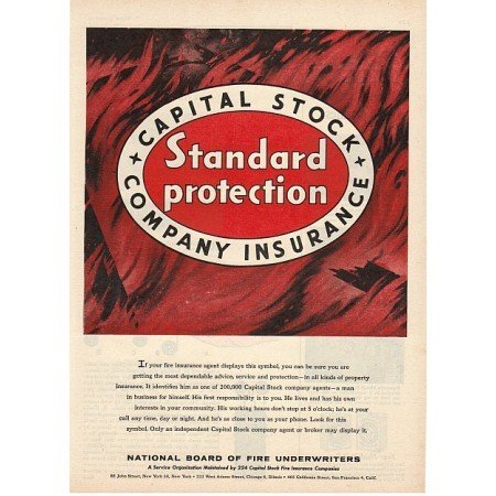 1955 Capital Stock Company Fire Insurance Color Print Ad