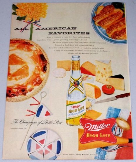 1954 Miller High Life Beer Brewery Vintage Color Print Ad