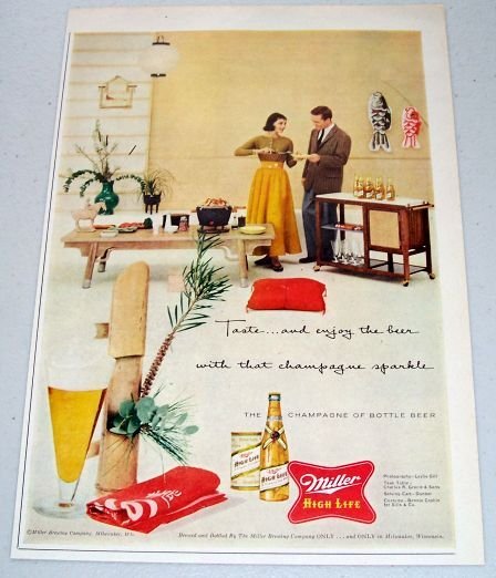 1957 Miller High Life Beer Color Print Ad TASTE AND ENJOY