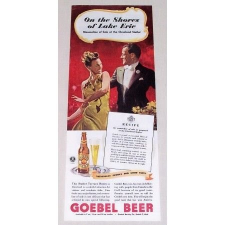 1944 Goebel Beer Color Brewery Print Ad - On The Shores Of Lake Erie