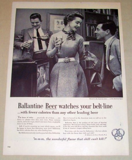 1954 Ballantine Beer Print Ad - Watches Belt-line
