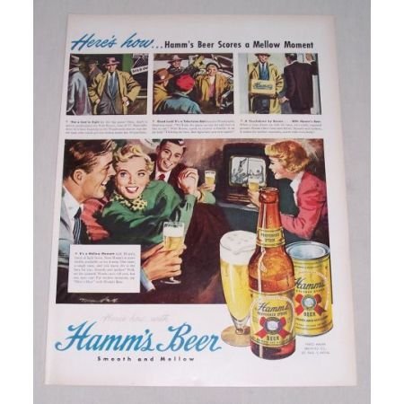 1949 Hamm's Beer Color Art Print Ad - Mellow Moment