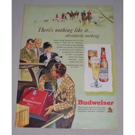 1949 Budweiser Bud Beer Cooler Horses Color Art Print Ad