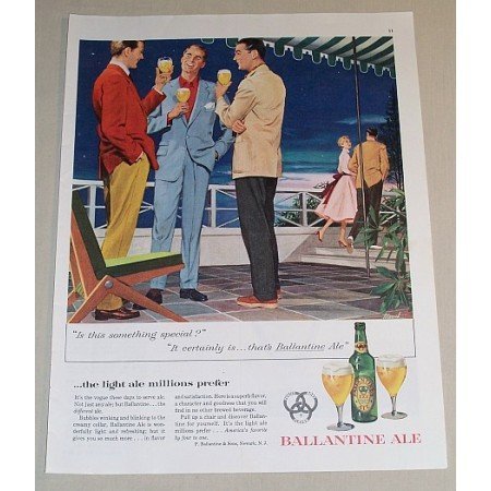 1954 Ballantine Ale Nightlife Art Color Print Ad