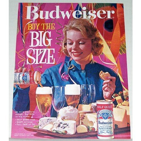 1961 Budweiser Beer Party Color Print Ad - Buy The Big Size