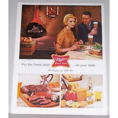 1960 Miller High Life Beer Color Print Ad - Finest Label