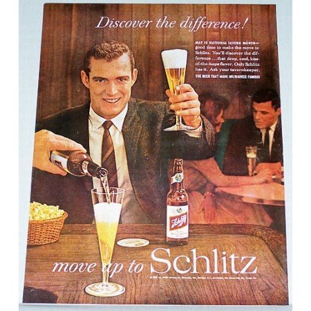 1961 Schlitz Beer Color Print Ad - National Tavern Month