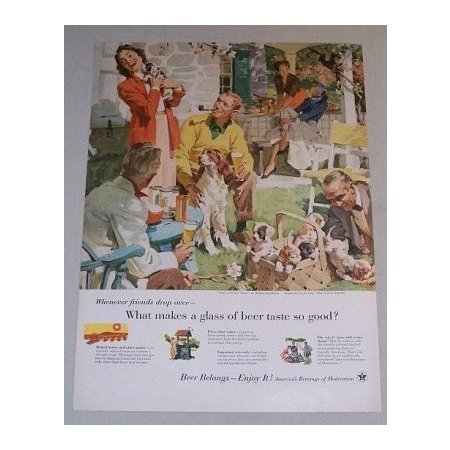1955 Beer Belongs Series #107 Color Art Print Ad
