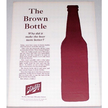 1961 Schlitz Beer Color Print Ad - The Brown Bottle
