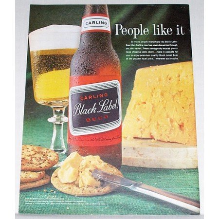 1963 Carling Black Label Beer Color Print Ad