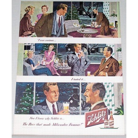 1948 Schlitz Beer Color Art Print Ad
