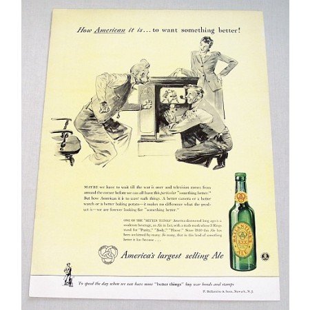 1943 Ballantine's Ale Color Print Ad - How American It Is