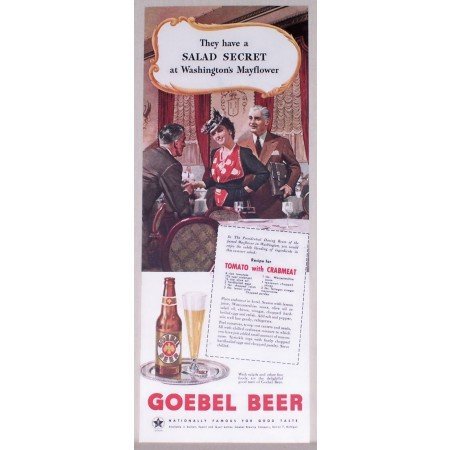 1945 Goebel Beer Color Print Ad - Washington's Mayflower