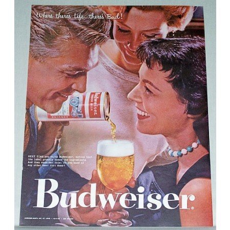 1957 Budweiser Beer Color Print Ad - Next Time