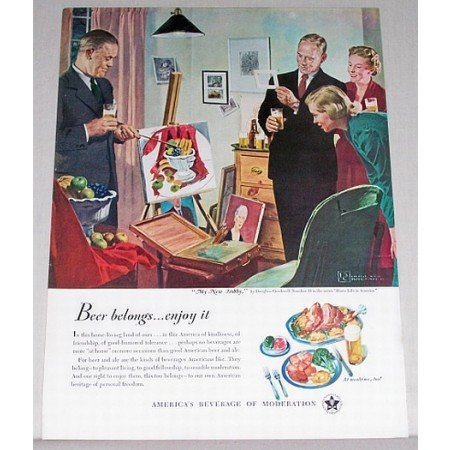 1950 Beer Belongs Series #38 Crockwell Art Color Print Ad - My New Hobby