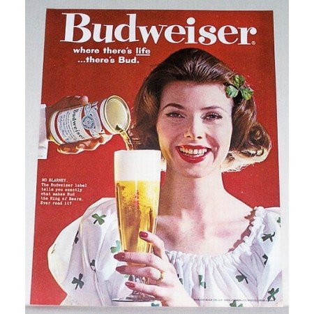 1961 Budweiser Beer Color Print Ad - No Blarney