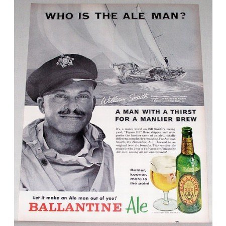 1962 Ballantine Ale Print Ad Celebrity Yachtsman William Snaith